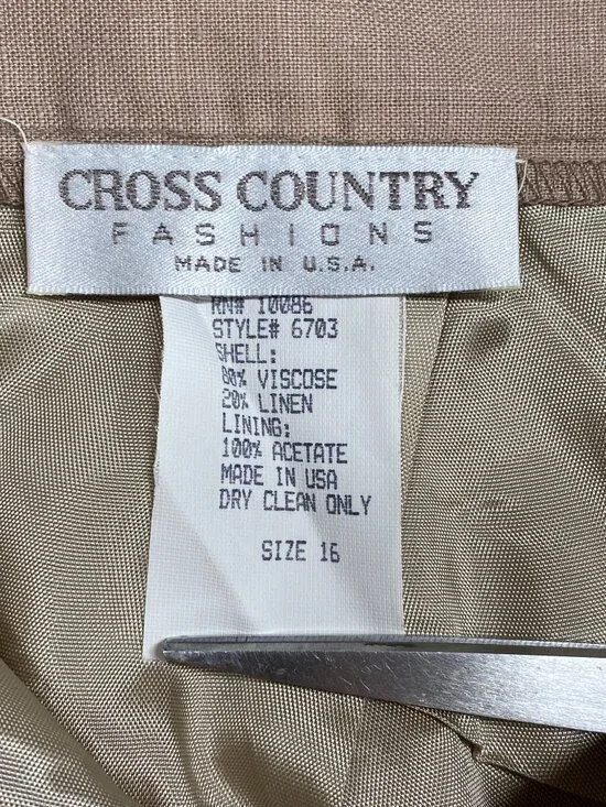 Vintage Cross Country Midi A-Line Skirt Women's 16 Taupe Linen Blend VTG USA NWT - Picture 5 of 11